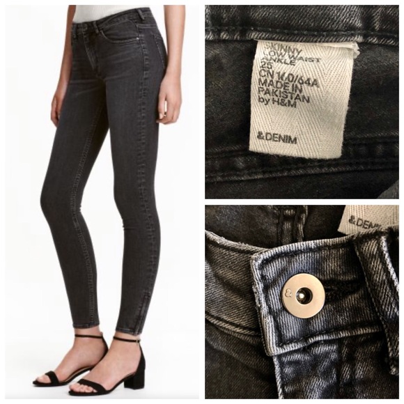 H&M Nearly Black Low Rise ZIP Ankle Faded Skinny Jeans, sz. 25 - Picture 1 of 11